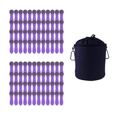 Image of 96 Clothes Pegs with Soft Grip and 1 Peg Bag x Purple &amp; Blue