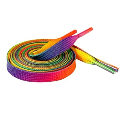 Image of Underground Kulture Kids Rainbow Shoelaces Coloured Replacement Childrens Trainers Sneakers Universal Sports Unisex Shoe Laces 60cm 23.5&quot;