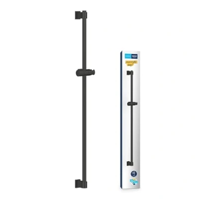 Image of GROHE Vitalio Universal QuickFix Shower Rail 90 cm with Adjustable Wall Holders, Glide Element and Swivel Holder (with Screws Dowels, Extra Easy to Fit QuickGlue), Matt Black, 269612431