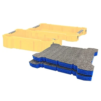 Image of Shadow Foam ToughSystem 2.0 Tool Tray Inserts [Twin Pack] for DeWalt Toolboxes Organisation (30mm, Blue)
