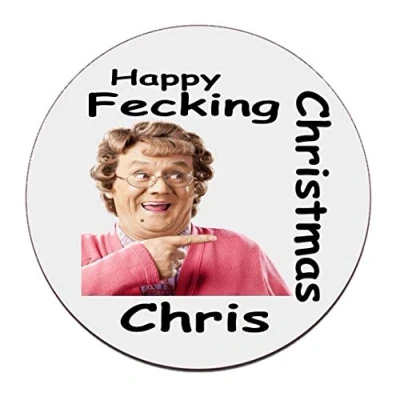 Image of Personalised Mrs Browns Boys Happy Fecking Christmas Coaster Novelty Gift
