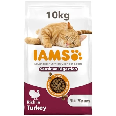 Image of IAMS Sensitive Digestion Dry Cat Food Turkey 10kg