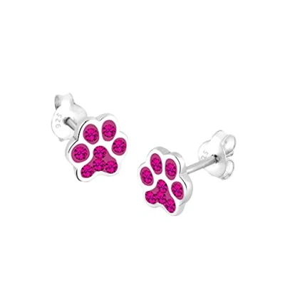 Image of Elli Earrings Paw Animal Crystals 925 Sterling Silver