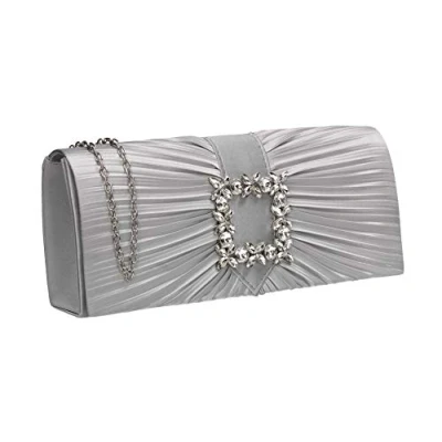 Image of SwankySwans Women&#039;s Chloe Clutch Bag, Silver, Medium
