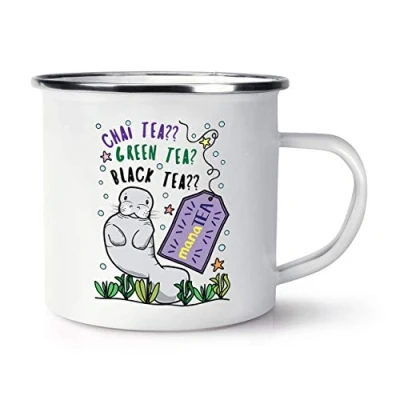 Image of Manatee Tea Retro Enamel Mug Cup