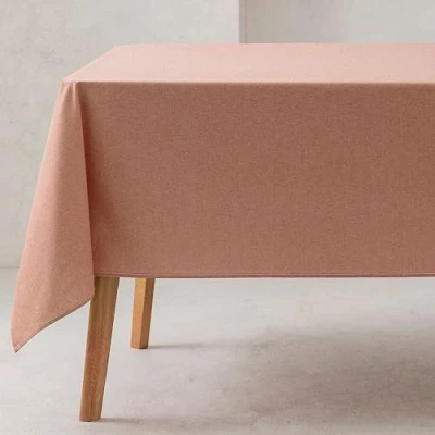 Image of GAMUSI Tablecloth Plain Fabric Organic Cotton Waterproof Stain Resistant Rectangular Tile Colour 140 x 200 cm