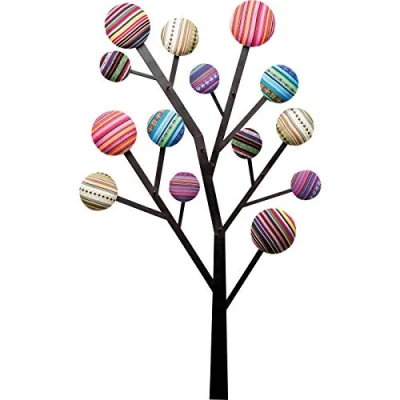 Image of Kare Design Coat Rack Bubble Tree, Multicoloured, Steel, Covering Cotton, 6 Hooks with design, Wall Hanger for Robe and Clothes, Hallway, Entrance, 111x65x7 cm (H/W/D)