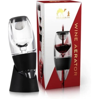 Image of Silk Route Home Premium Wine Aerator Fast Aeration Decanter with Fine Mesh Purifying Filter and Ideal Gift