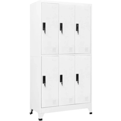 Image of vidaXL Locker Cabinet White 90x45x180 cm Steel