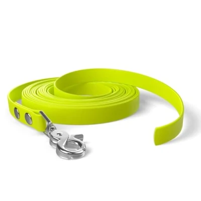 Image of 5m drag lead, dog 1 carabiner, neon yellow, very sturdy, dirt and water repellent