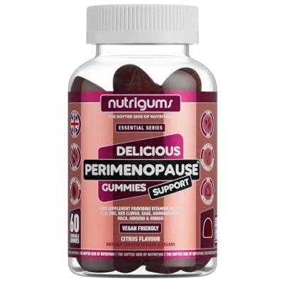 Image of Perimenopause Support Gummy Citrus Flavour 60 Vegan Gummies Red Clover, Ashwagandha, Maca, Ginseng, Sage, Ginkgo with VIT B6, B12, D and C Nutritional Balance for Women by NUTRIGUMS®