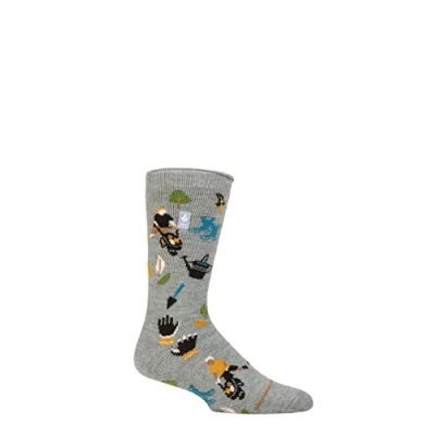 Image of Mens 1 Pair SOCKSHOP Heat Holders 1.6 TOG Lite Hobby Thermal Socks Mid Grey Gardening 6 11