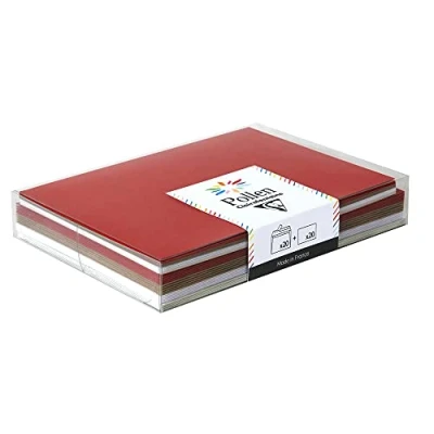 Image of Clairefontaine Ref 20900C Pollen Fantasy Boxes with Printed Cards &amp; Envelopes (Set of 20) 110 x 155mm in Size, Printer Compatible, Assorted Colours Scandinavian Christmas
