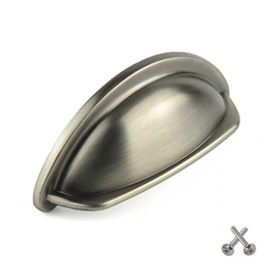 Image of Pewter Cup Kitchen Cabinet Door Handle Cupboard Drawer Bedroom Furniture Handles knobs Pull