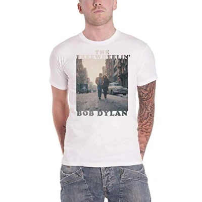 Image of Bob Dylan T Shirt The Freewheelin Album Cover Official Mens White S
