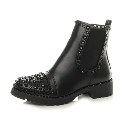 Image of AJVANI Low Heel Goth Punk Studded Gusset Chelsea Ankle Boots size3 36