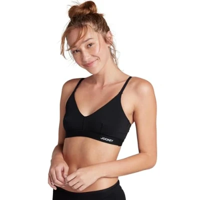 Image of Jockey® Organic Cotton Stretch Triangle Bralette, Black, M