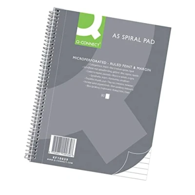 Image of Q Connect Spiral Notepad A5 Lined / 80 Sheets 160 Pages/Notebook College with Bound/School Pad Writing