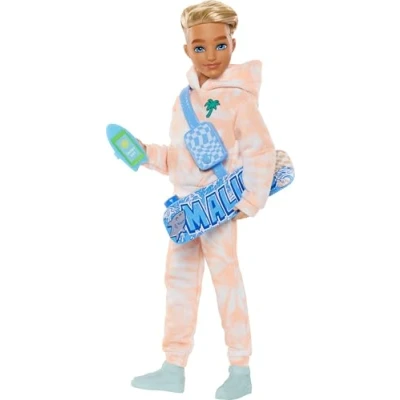 Image of Barbie Dream Besties Doll and Accessories, Ken Posable Fashion with Removable Fashions &amp; Blonde Hair, 9 Summer Skateboard Themed Pieces, JDD75