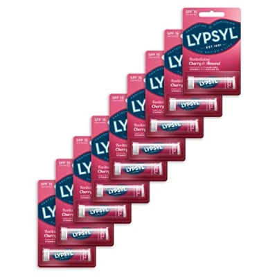 Image of Lypsyl Revitalising Lip Balm, Cherry and Almond, Pack of 9