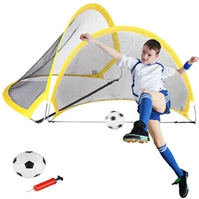Image of Large 120cm Kids Junior Portable Football Goal Post Pop Up Soccer net Foldable Gate