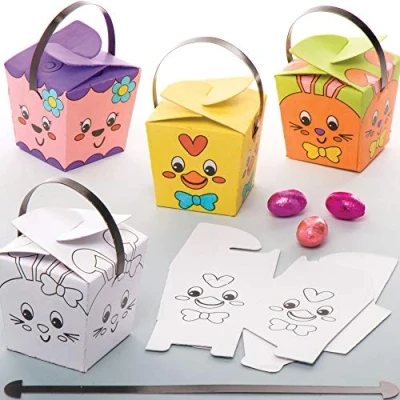 Image of Baker Ross AW142 Easter Colour in Treat Boxes, Crafts for Kids to Assemble, Decorate and Use Egg Hunting (Pack of 12)