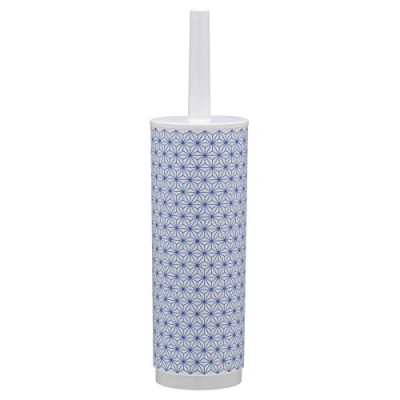 Image of Sealskin Triangles Toilet Brush Holder, ABS, Blue, 9.8 x 37.3 cm