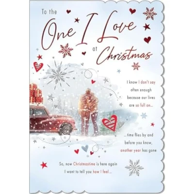 Image of Piccadilly Greetings Christmas Card, One I Love, Couple 9 x 6 inches