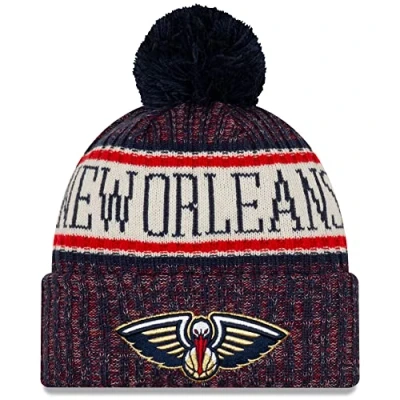 Image of New Era Unisex Adult NBA Official Sport Knit Classic Cuffed Pom Beanie Hat (New Orleans Pelicans), Multi color, One size