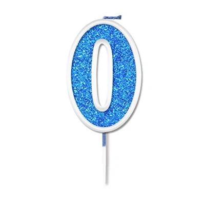 Image of Oaktree Glitter No.0 Candle 7.5cm Blue/Silver
