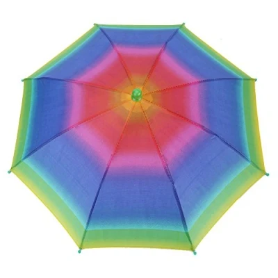 Image of Umbrella Hat, 3 Colors Outdoor Foldable Sun Headwear Head Hats for Golf Fishing Camping(Rainbow) Jumprope Clothes And Shoes Accessories