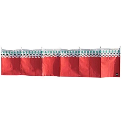 Image of OLPRO Outdoor Leisure Products Wooden Pole Patterned Windbreaks 5.4m Long (Witley Red) 7 Steel Tipped Windbreak
