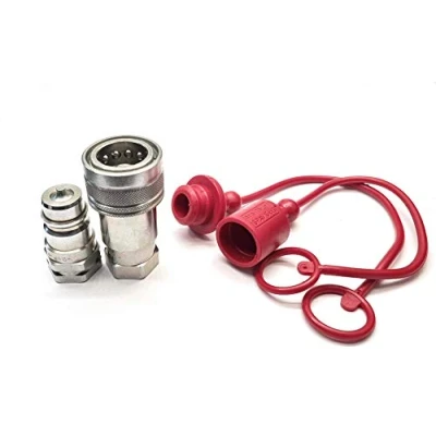 Image of Hydraulic ISO A Quick Release Coupling 1/2&quot; BSP Thread with PVC Dust Plug &amp; Cap