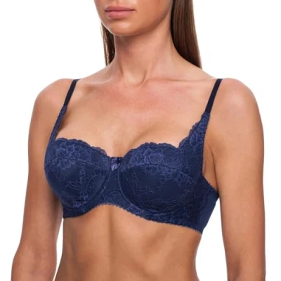 Image of frugue Push Up Balcony Sexy Lace Lift Bra Navy Blue 36 D