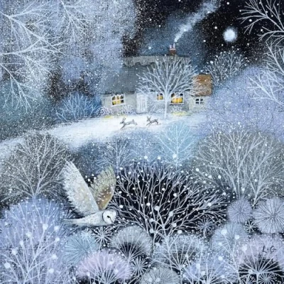 Image of Charity Christmas Cards Sold in Aid of Macmillan Cancer Support Pack 20 Artistic Winter Hare Designs 5 Each 4 Made the UK Eco Friendly
