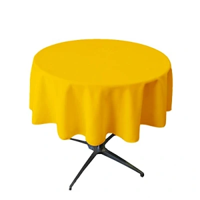 Image of LA Linen Polyester Poplin Round Tablecloth, 58 Inches, Yellow Dark, TCpop58R_YellowDrkP47