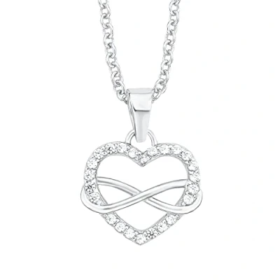 Image of s.Oliver necklace with pendant 925 sterling silver ladies necklace, cubic zirconia synth, 42+3 cm, silver, heart, Comes in jewelry gift box, 2025989