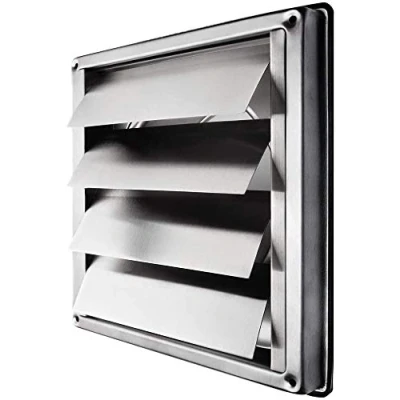 Image of Aigend Wall Air Vent Covers, 95mm Stainless Steel Grille Square Ventilation Extractor Fan Outlet for Home Bathroom Vents Range Hood Silver