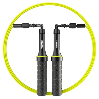 Image of Velites Weighted Jump Rope for Crosstraining, Boxing and Fitness Earth 2.0 Ideal Maximizing Muscle Strength Aluminium (Black)