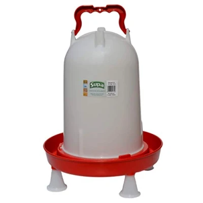 Image of Supa Deluxe Heavy Duty Poultry Water Drinker, 12 Litre Premium Quality Red and White, Made In The UK