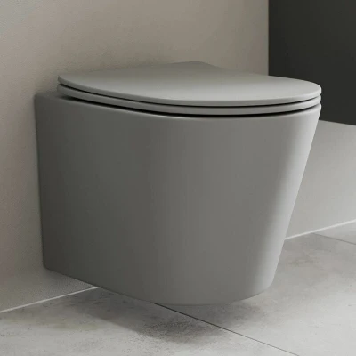 Image of Affine Slim Soft Close D Shape Toilet Seat Top Fix Grey