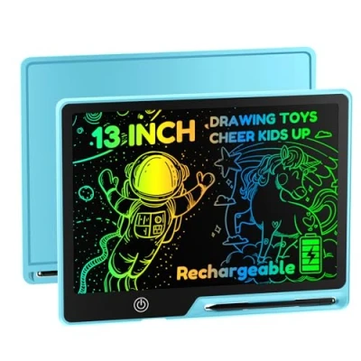 Image of POPERFUN 13 Inch Blue LCD Writing Tablet with Lock for Adult Kids Erasable Reusable Electronic Drawing Pad Doodle Board…