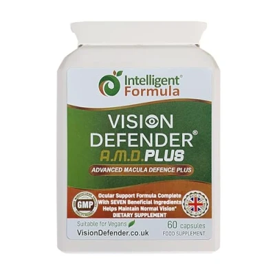 Image of Vision Defender Plus Eye Supplement: AREDS2 Formula Vitamins, Minerals (Lutein, Zinc) Enhanced with Meso Zeaxanthin for Complete Eyes/Eyesight Health Care &amp; Support. 60 Easy to Swallow Vegan Capsules