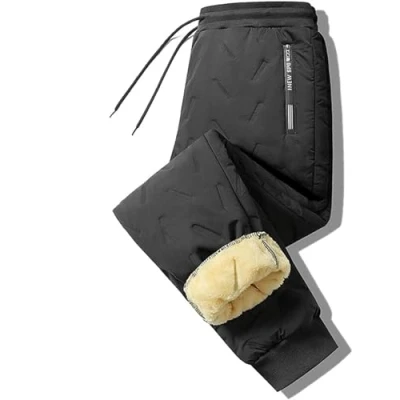 Image of YURCI Mens Winter Warm Sweatpants, Unisex Lambswool Fleece Lined Joggers, Sweatpants Men (Color : Black Leggings, Size 6XL)