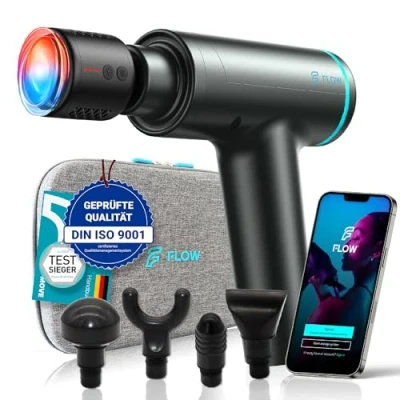Image of Flow MINI Massage Gun, High End Deep Tissue Muscle Massager, with 4 Speeds and Heads, Portable &amp; Ultra Quiet
