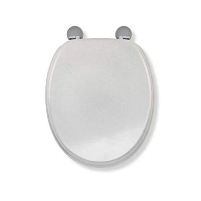 Image of Croydex Flexi Fix White Quartz Toilet Seat, Always Fits Never Slips Technology, 110 200mm, Rust &amp; Stain Free Chrome Hinge Covers, All Fittings Included No Tools Required 44.5x38x6cm