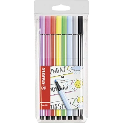 Image of STABILO 68 Premium Felt Tip Pen Assorted Colours (Pack of 8)