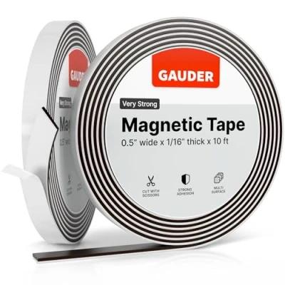 Image of GAUDER Magnetic Tape Extremely Self Adhesive (12.5mm x 3 Meters) Strips Magnet Roll