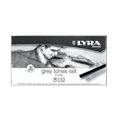 Image of LYRA Polycrayons Fine Art Hard Pastel Set, 12 Assorted Grey Tones Colours, Ideal for Professionals &amp; Students