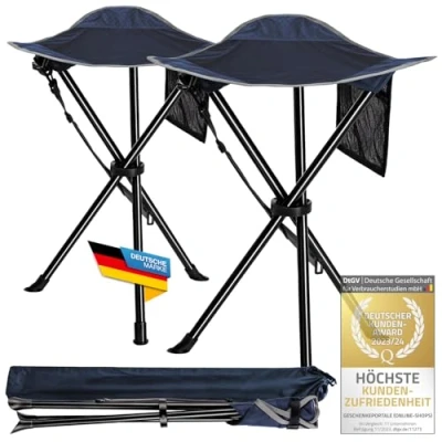 Image of Camping Stool Tripod Fishing Seat Stool; Portable Folding Chair, Stool, Festival Chair (2 pieces)